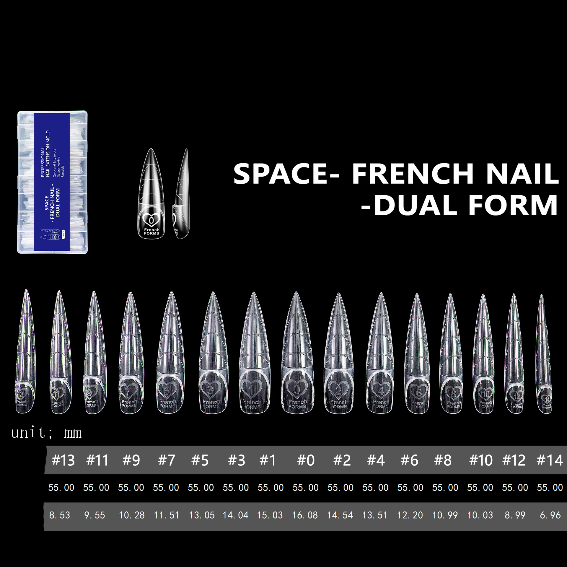 Moule à ongles style français, 150 pièces, formes doubles pour ongles en 15 tailles, pour extension 