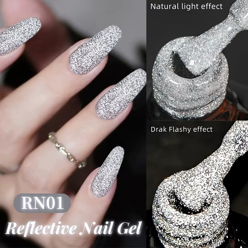 LIToxic-Verhéritage à Ongles Gel UV Semi-Permanent, Coulé, Paillettes, Brcorporelle, Effet Argent Ma
