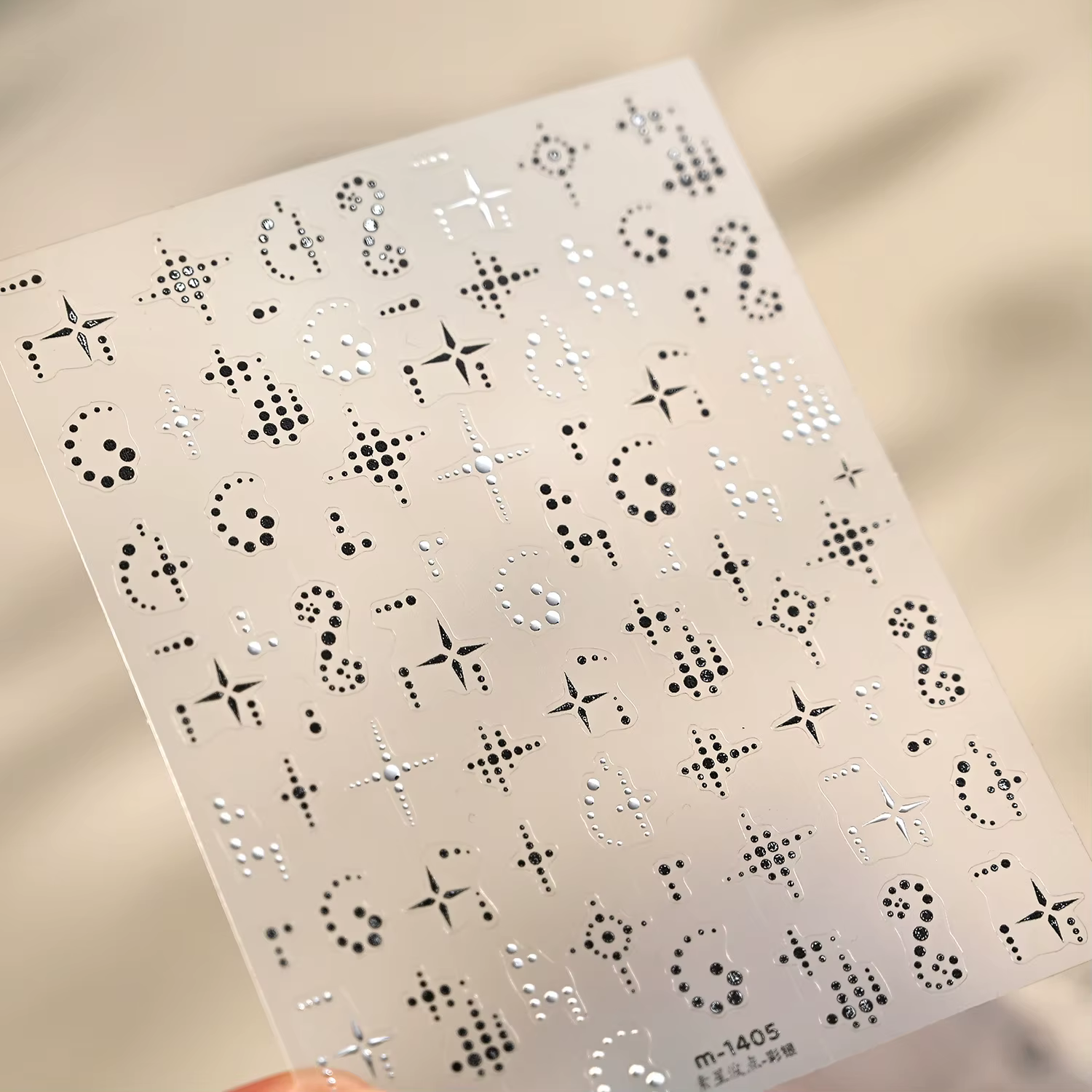 Autocollants décoratifs 3D pour ongles, points noirs et argentés, étoiles, points ronds élégants, to