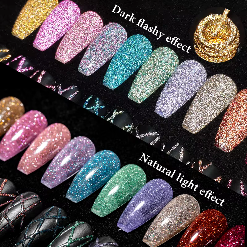 2/4/6 pièces réfléchissant paillettes Liner Gel vernis à ongles ensemble tirer ligne Graffiti peintu