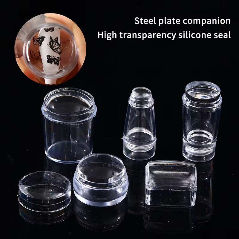 Kit d'estampage pour vernis à ongles en Silicone Transparent, modèles de pochoirs pour manucure fran