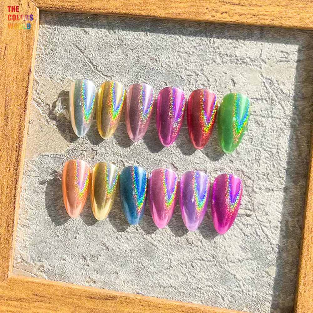 Poudre à ongles chromée miroir holographique TCT-964, poudre métallique scintillante pour Nail Art, 