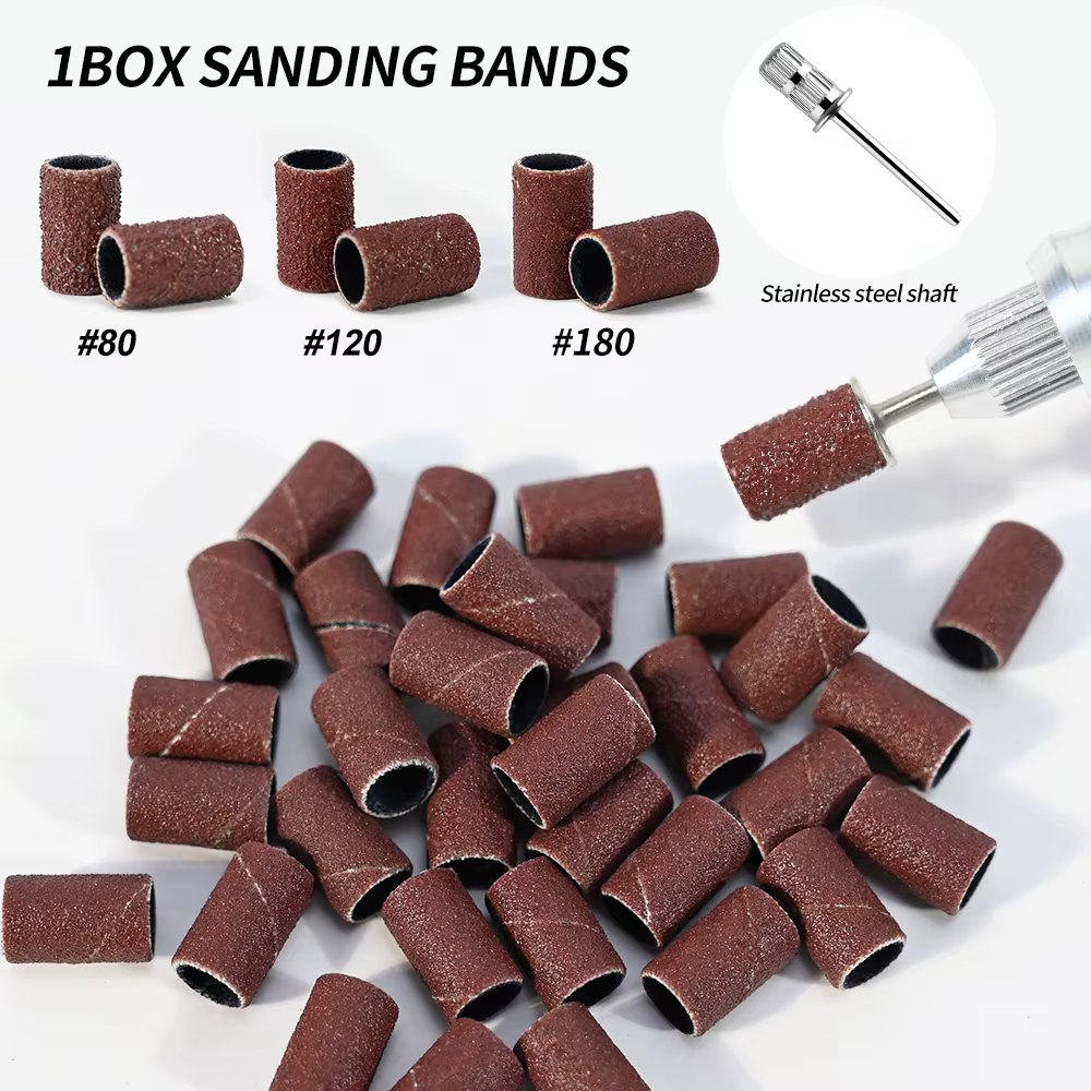 Mini bandes de ponçage zébrées pour ongles, machine électrique, forets à ongles, dissolvant de verni