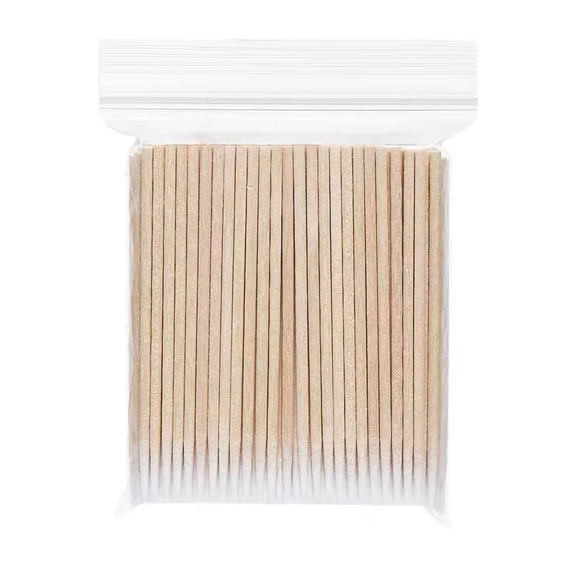 100 pièces ongles bois écouvillon propre bâtons bourgeon pointe en bois coton tête manucure détail c