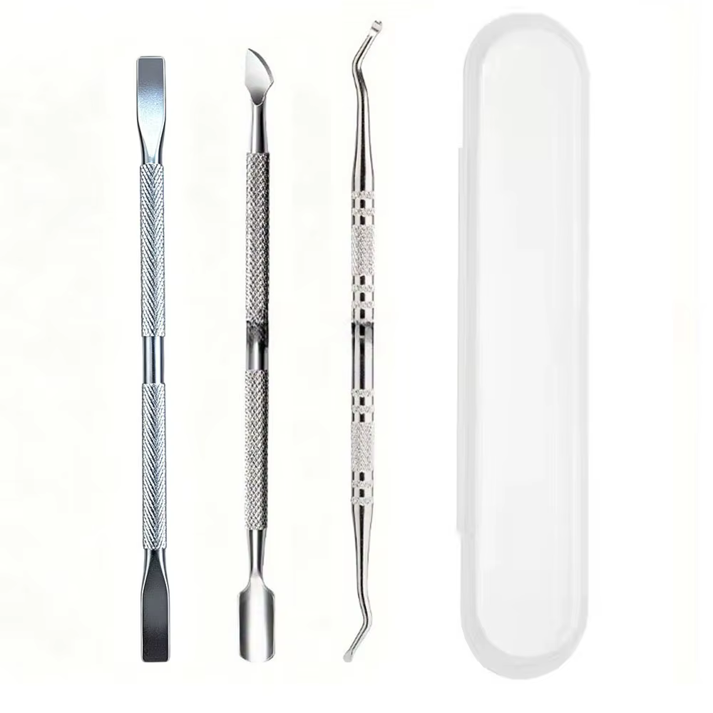 Pousse-ongles en acier inoxydable, manche texturé, produits de soin des pieds, des mains et des ongl