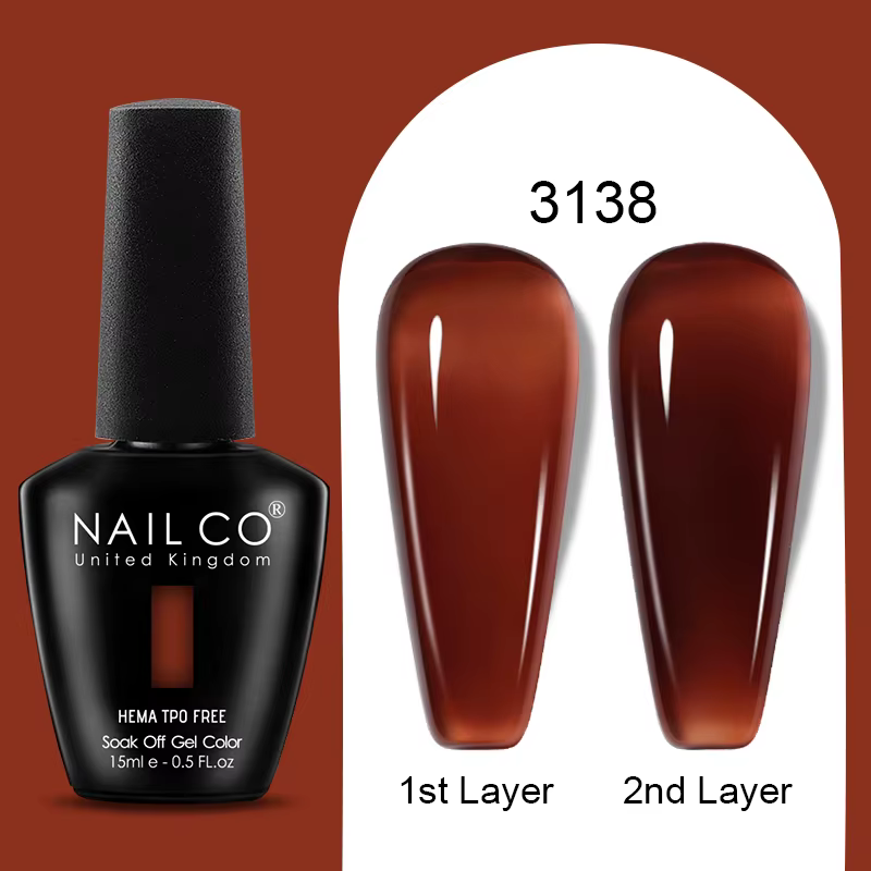 Vernis à ongles gel NAILCO Jelly, translucide rose nude, effet verre cristallin, semi-permanent, ver