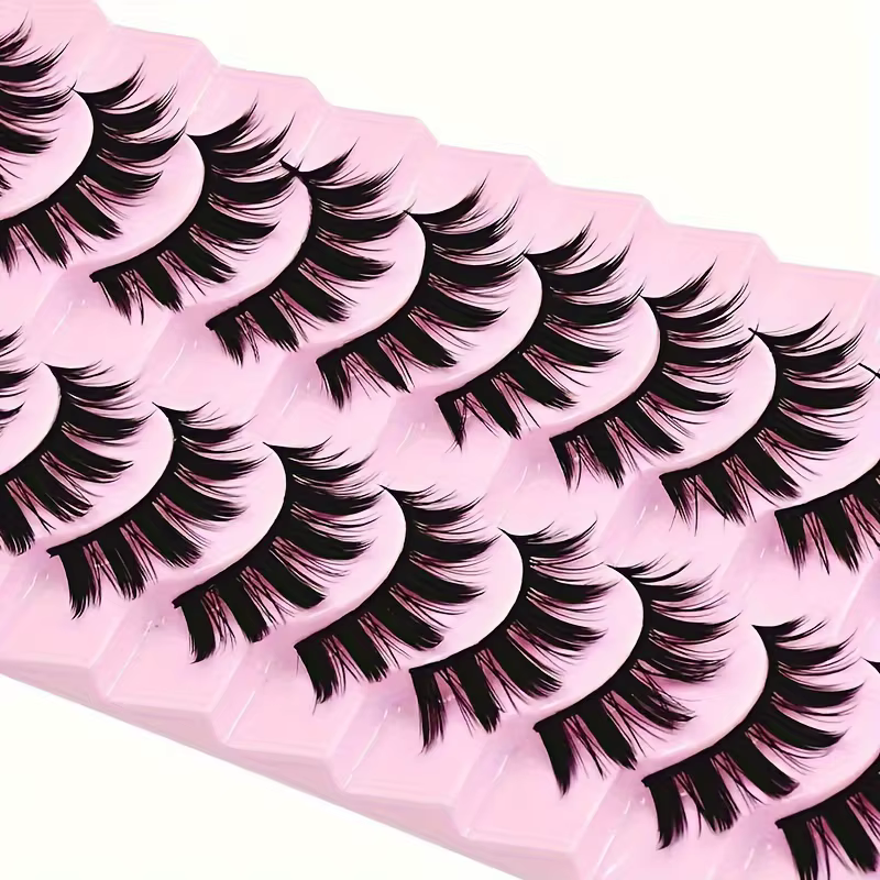 10 paires de faux cils, extensions de cils épais, outils de maquillage pour les yeux réutilisables (