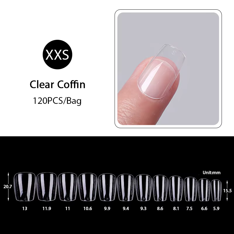 120 pièces XXS Super court amande couverture complète sculpté doux Gel ongles conseils presse sur Ca