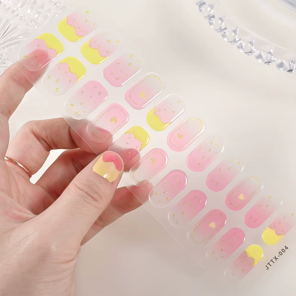 1 feuille d'autocollants pour ongles en Gel durci, bandes de vernis à ongles longue durée, couvertur