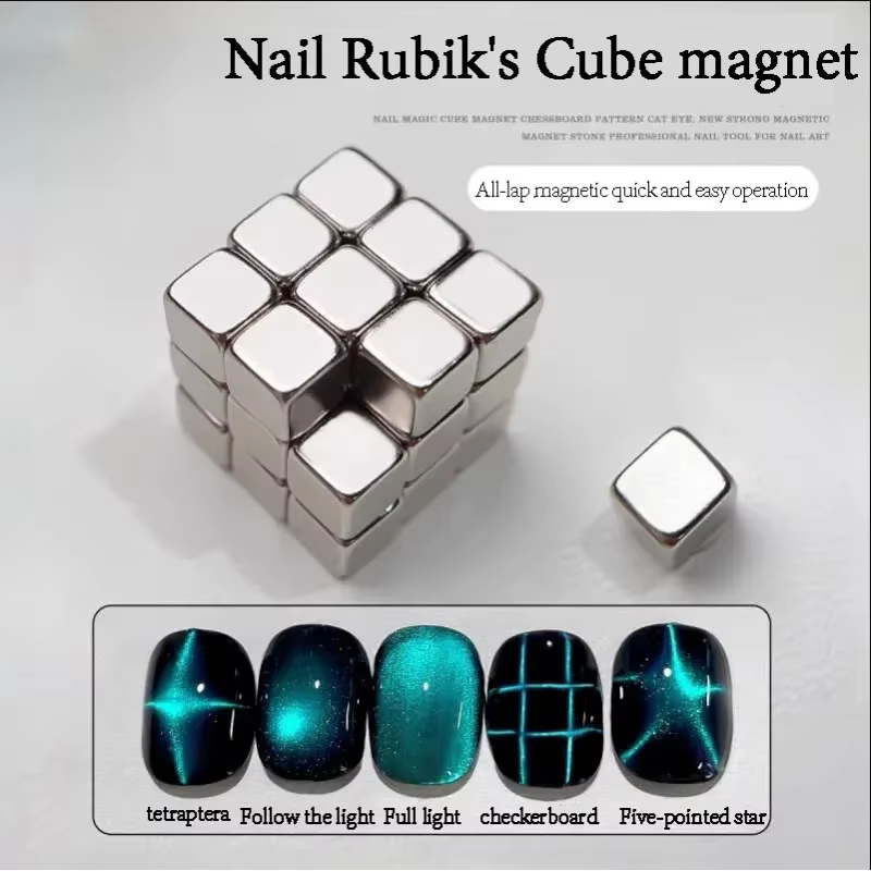 Cube magnétique œil de chat pour ongles, bâton carré magnétique puissant 9D/5D, bande de ligne de ve