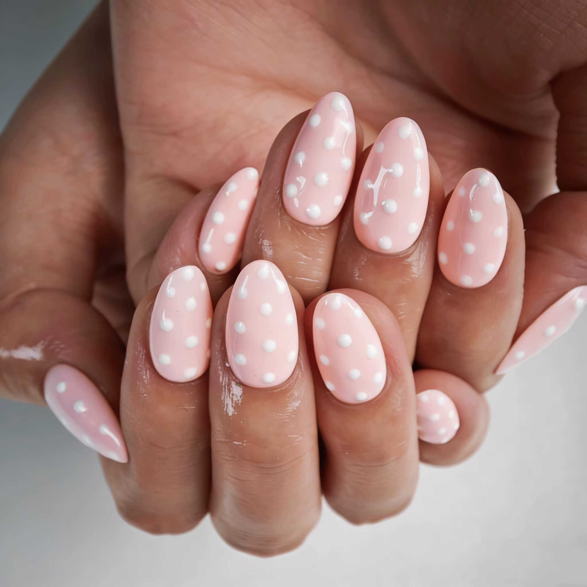 10 pièces d'art d'ongle fait à la main pur, faux ongles à pression, ongles en amande, ongles roses, 