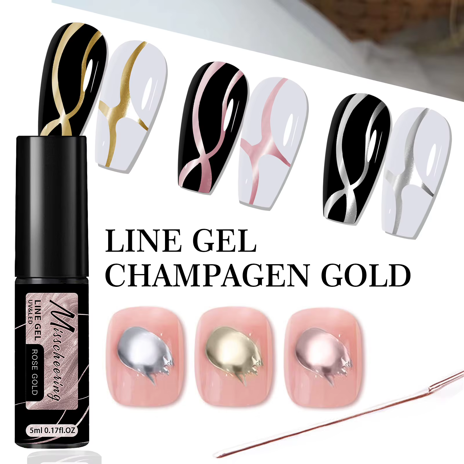 Vernis à ongles Gel à revêtement métallique or argent, effet métallique miroir chromé, Super lumineu