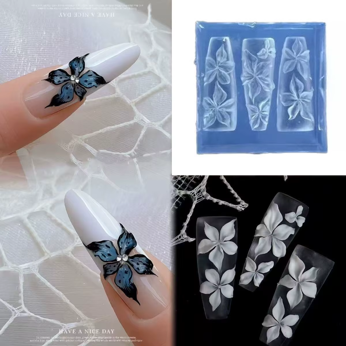 Moule à fleurs 3D en Silicone pour Nail Art, bricolage, Bouquet de tulipes florales tropicales, moul