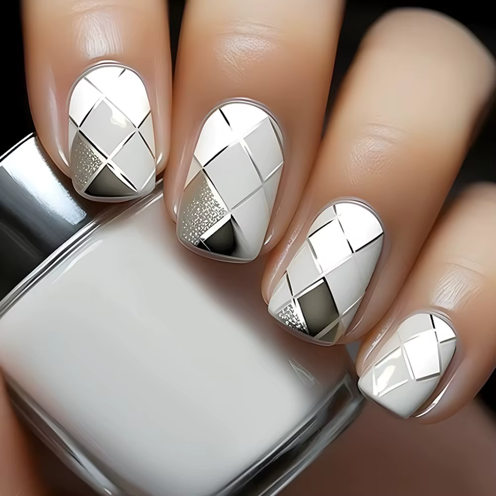 24 pièces mode faux ongles presse sur tête carrée courte faux ongles Art noir étoilé ciel conception