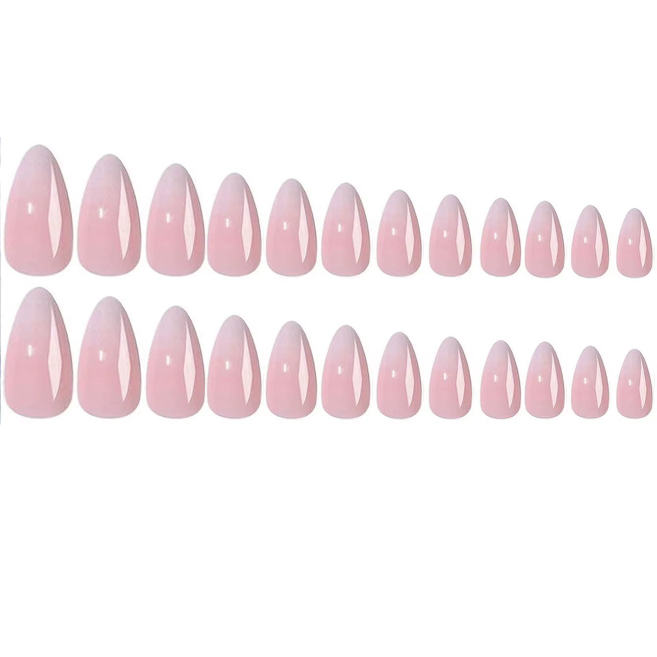 Faux ongles en amande dégradée blanche, 24 pièces, améliorez votre look, 1 lime à ongles et 1 Kit d'