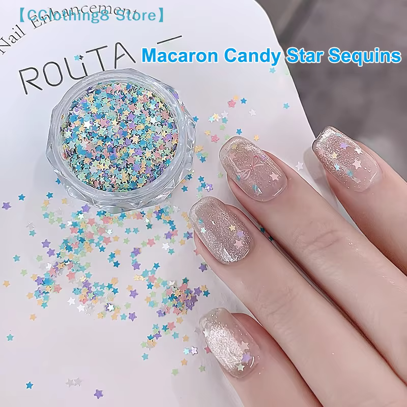 Paillettes pour ongles en forme d'étoile, couleur macaron, pour la décoration des ongles, accessoire