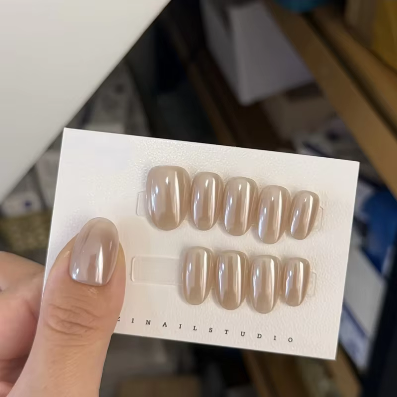 10 pièces de luxe à la main presse sur les ongles Haley Design acrylique faux ongles Art court ovale