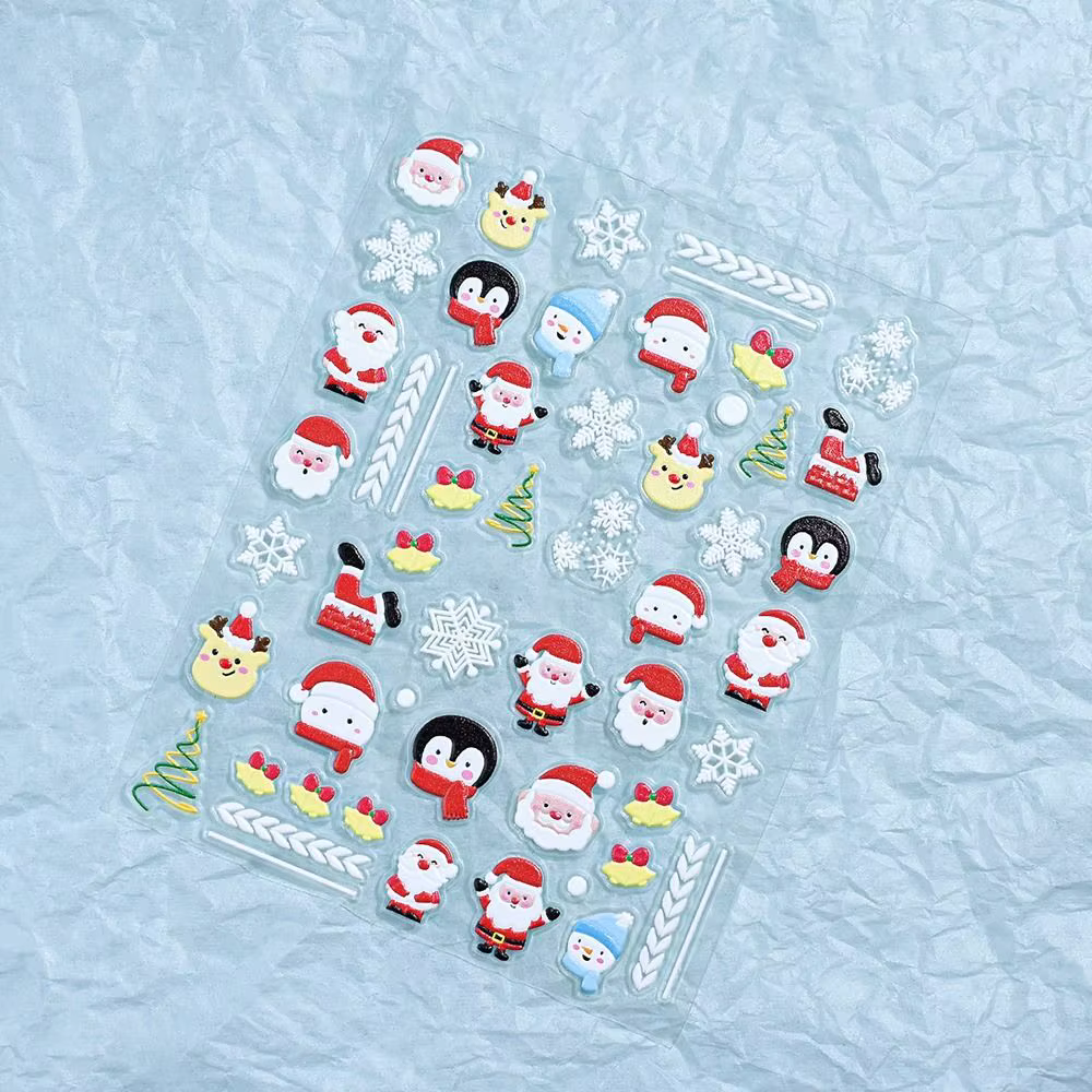 Autocollants de manucure de noël mignons, Mini décalcomanies de manucure d'hiver, auto-adhésifs en r