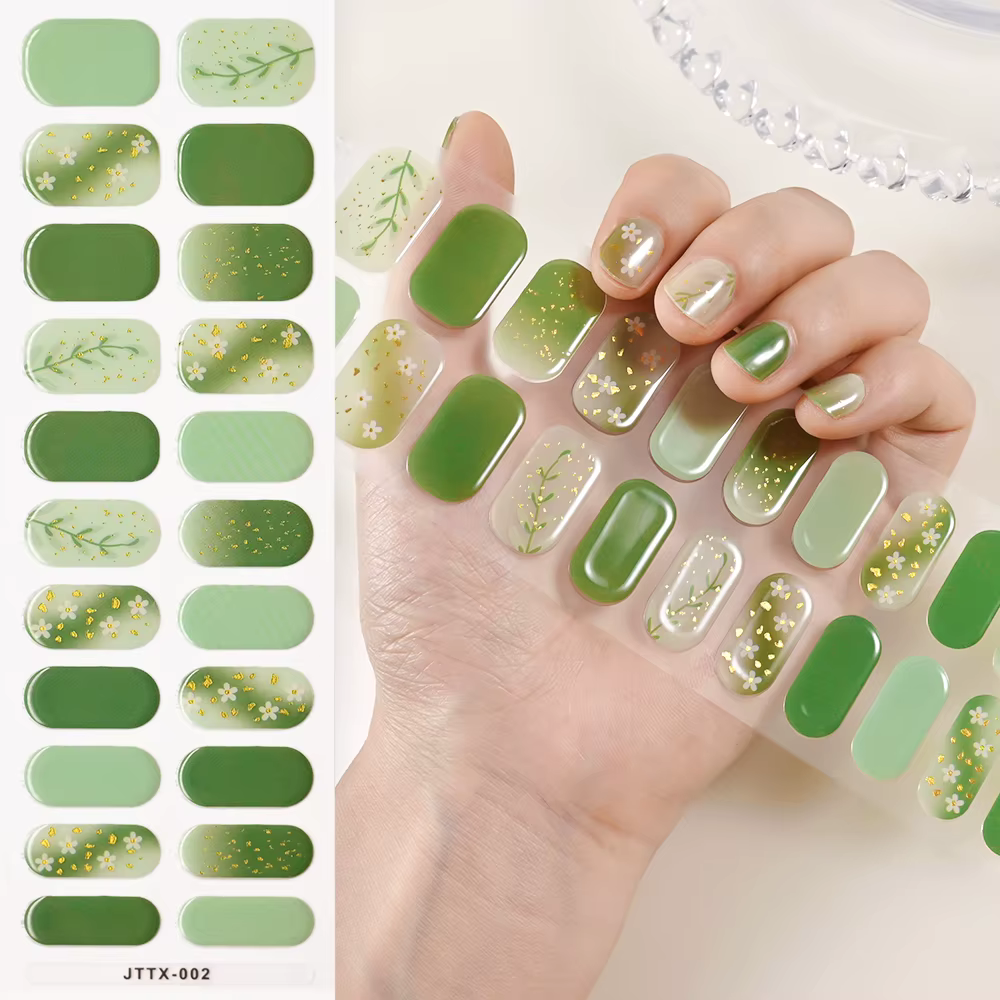 1 feuille d'autocollants pour ongles en Gel durci, bandes de vernis à ongles longue durée, couvertur