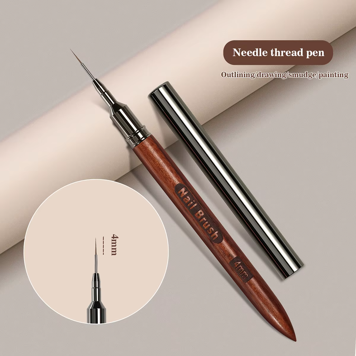 Brosse à ongles manche en bois Gel Nail Art Liner bricolage peinture brosse dessin lignes rayure fle