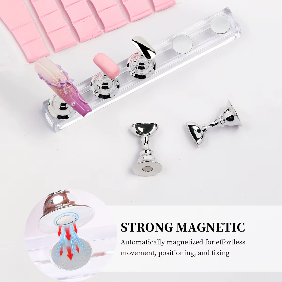 Ensemble de supports pour ongles à pression sur l'affichage des ongles, support magnétique pour faux
