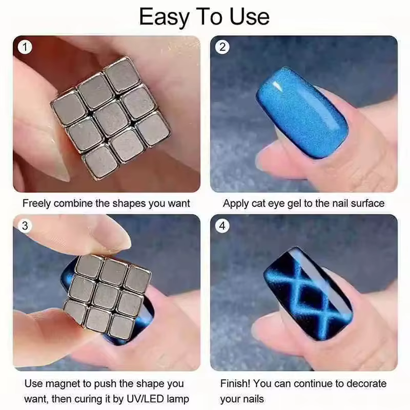 Puissant magnétique Nail Art oeil de chat Cube perles aimants ensemble multifonctionnel Nail Art fle