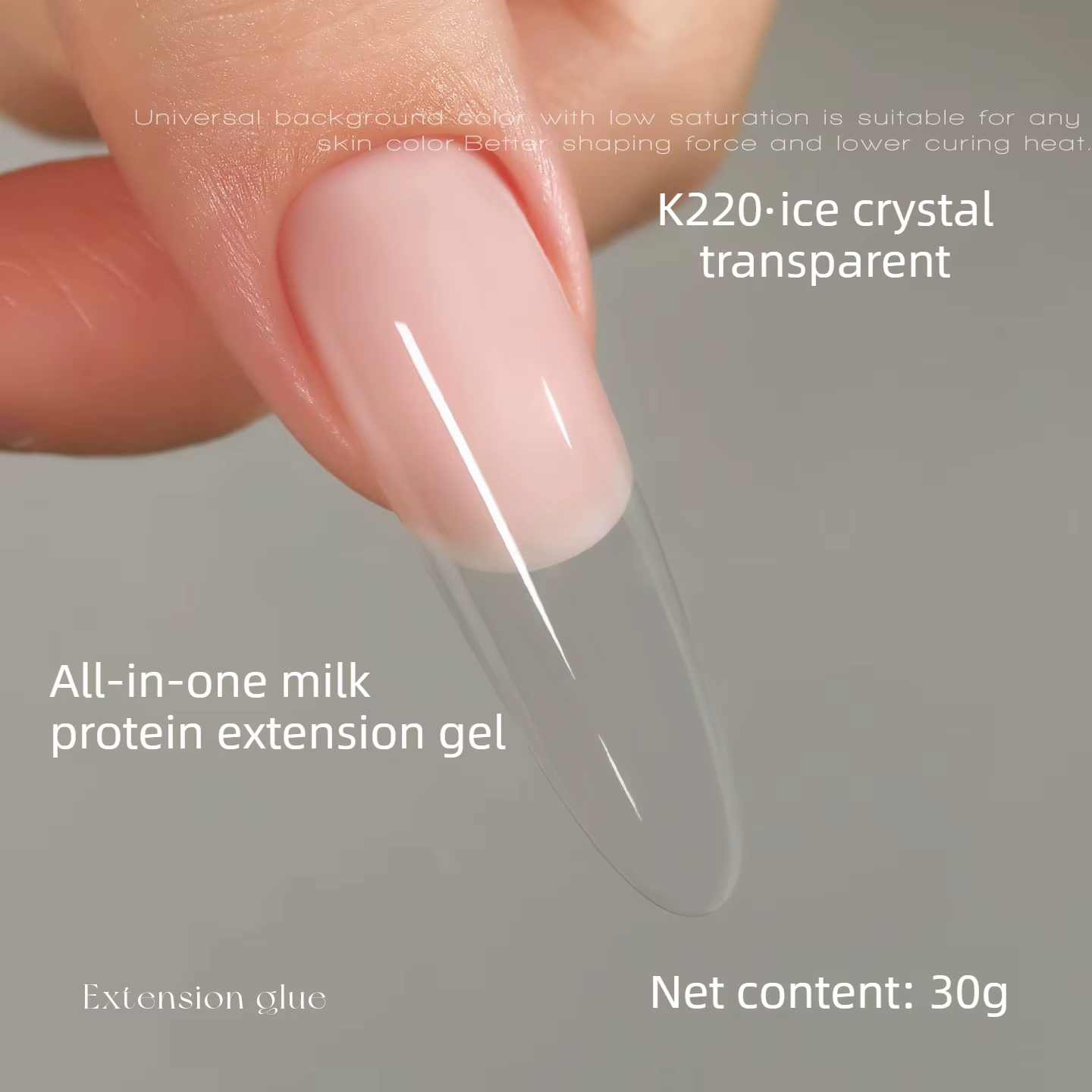 MRNAIL Masque à ongles allongé Noir et Blanc, Colle de construction laiteuse, Photothérapie plastiqu