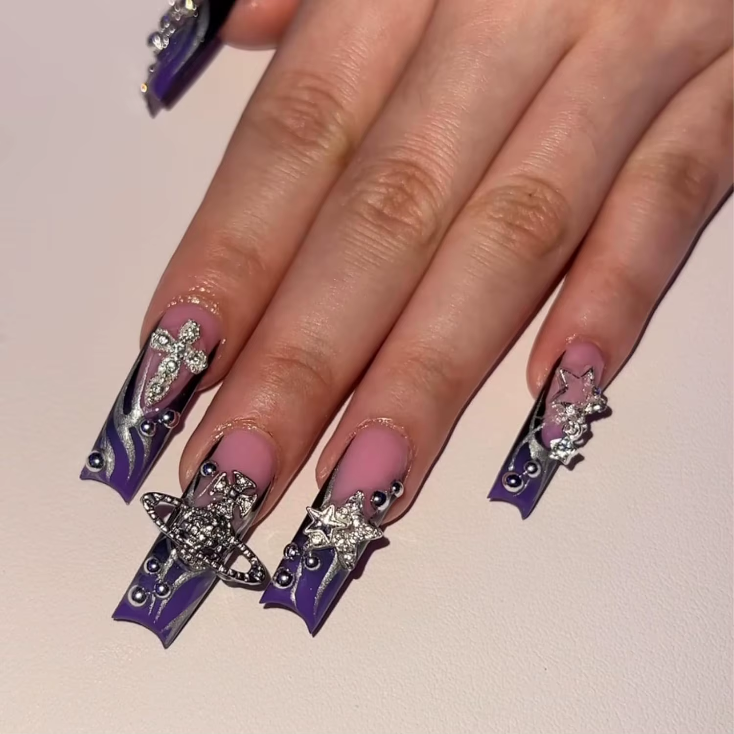 Breloques pour ongles en forme d'étoile, 110 pièces, décoration pour Nail Art en alliage, étoile arg