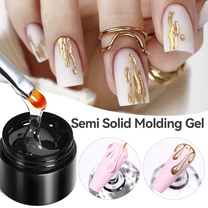 BORN PRETTY 5g Gel de modélisation semi-solide pour poudre chromée 3D Gel de sculpture Transparent p