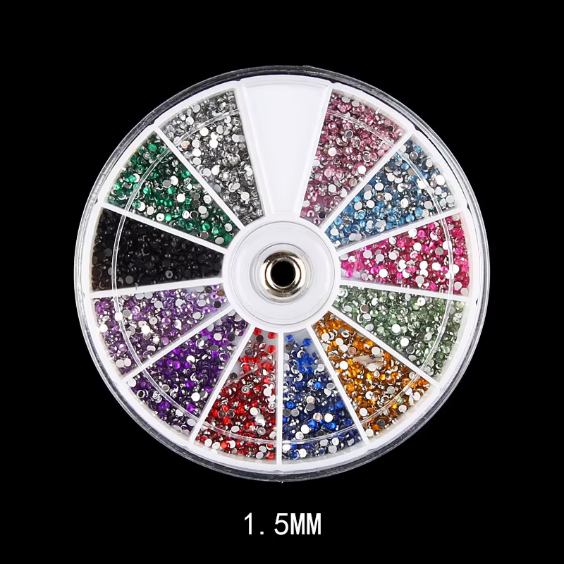 Strass 3d en pierre brillante pour ongles, 12 couleurs mélangées, 1.5MM,2MM,3MM, petites perles, man