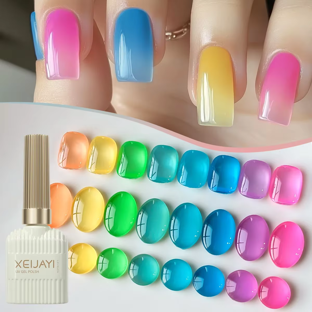 2025 nouveau 8 couleurs ensemble été glace à travers Macaron méthyl Gel populaire blanchissant gelée