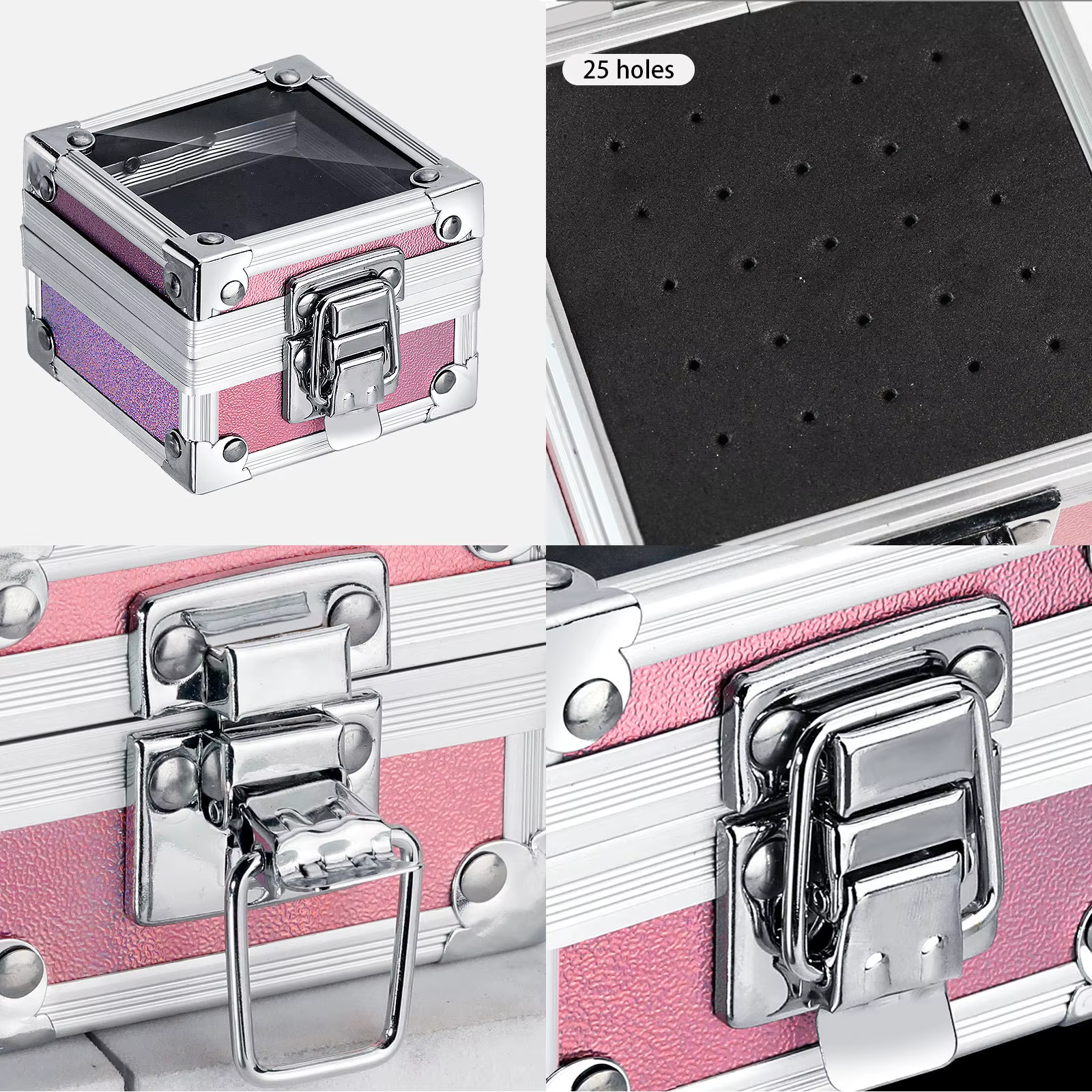 Porte-foret à ongles professionnel avec 25 trous, boîte de rangement d'affichage en aluminium, conte