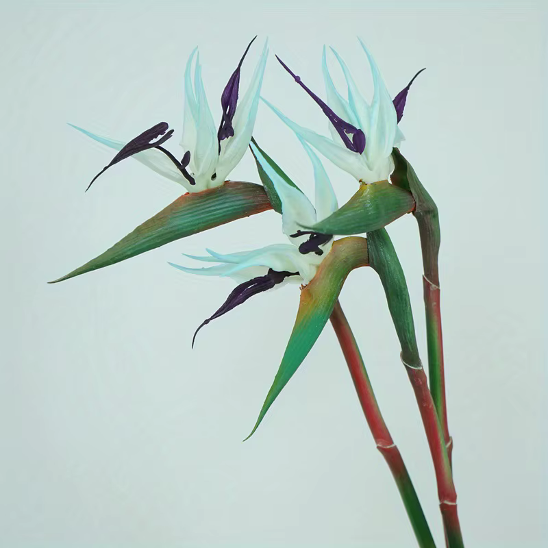 Fleurs artificielles d'oiseau du paradis, 3 pièces, Strelitzia en caoutchouc, fleur à longue tige de