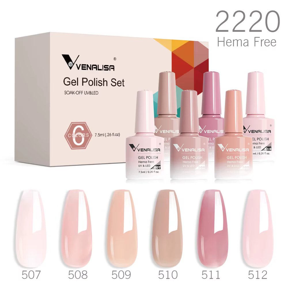 6 pièces/ensemble VIP5 Venalisa Gel vernis à ongles HEMA gratuit gelée rose couleur nue vernis à tre