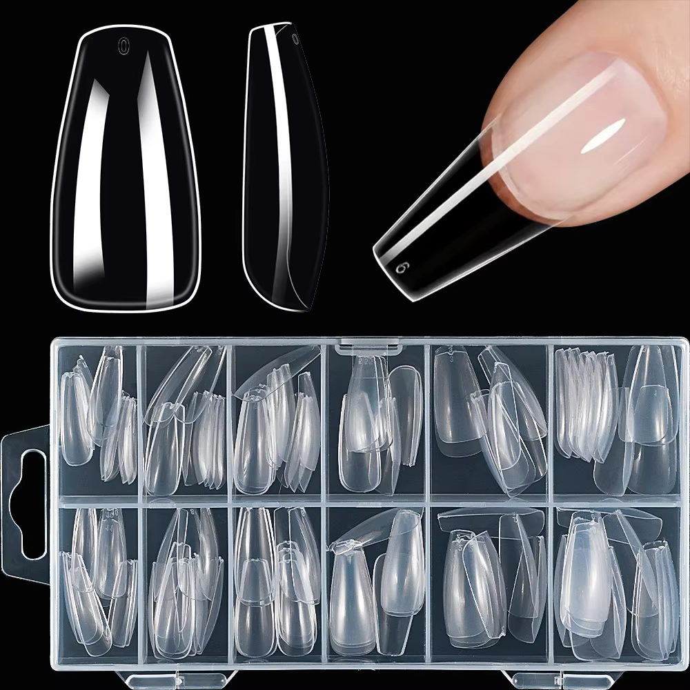Ongles à pression en Gel souple et transparent, 8 styles, courts et longs, carrés/ovale/café, 12 tai