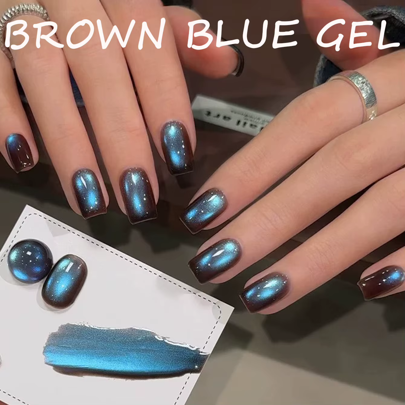 1-12 pièces WS automne hiver ongles mer coucher de soleil ambre bleu or Linght cristal verre perle o