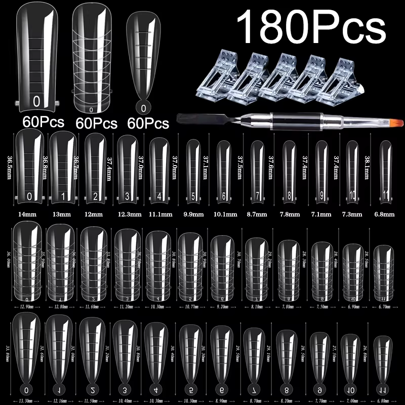 Nouvelles Formes à Ongles Double Usage Sandwich 180 pièces 15 Tailles 2025 – Formes Double Usage pou