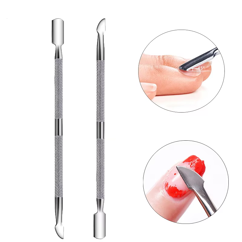 1Pcs En Acier Inoxydable Double Tête Cuticule Pusher Manucure Outils pour Ongles Vernis Colle Cuticu