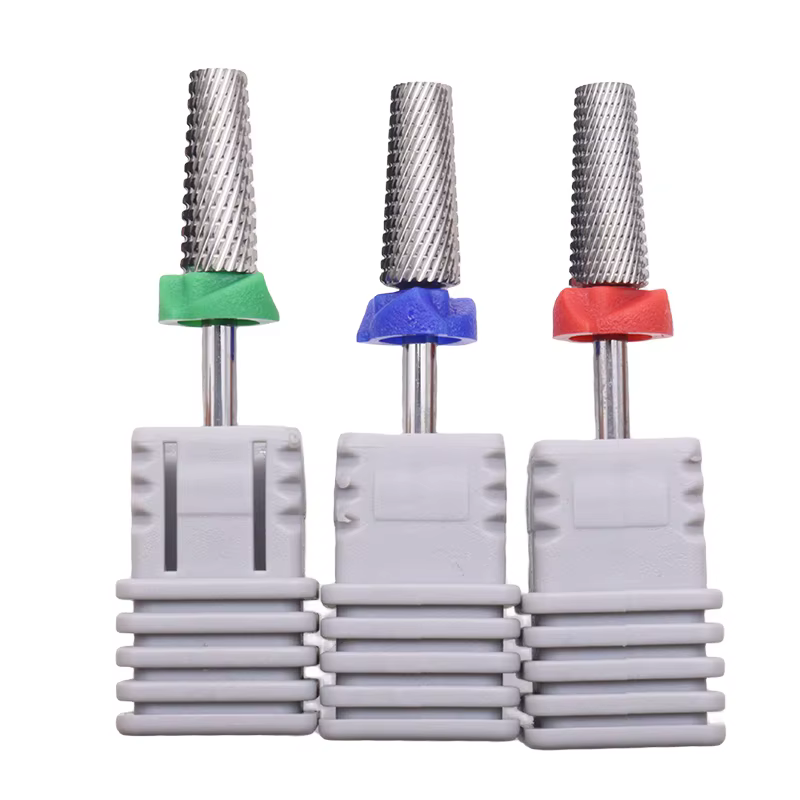 Argent plat 2 voies 5 en 1 conique sécurité carbure forets à ongles meulage rotatif carbure fraise p