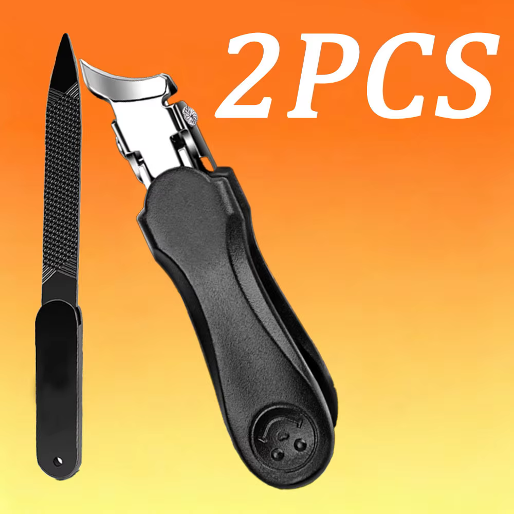 Coupe-ongles noirs pour soins des ongles, avec grandes ouvertures et conception anti-éclaboussures, 