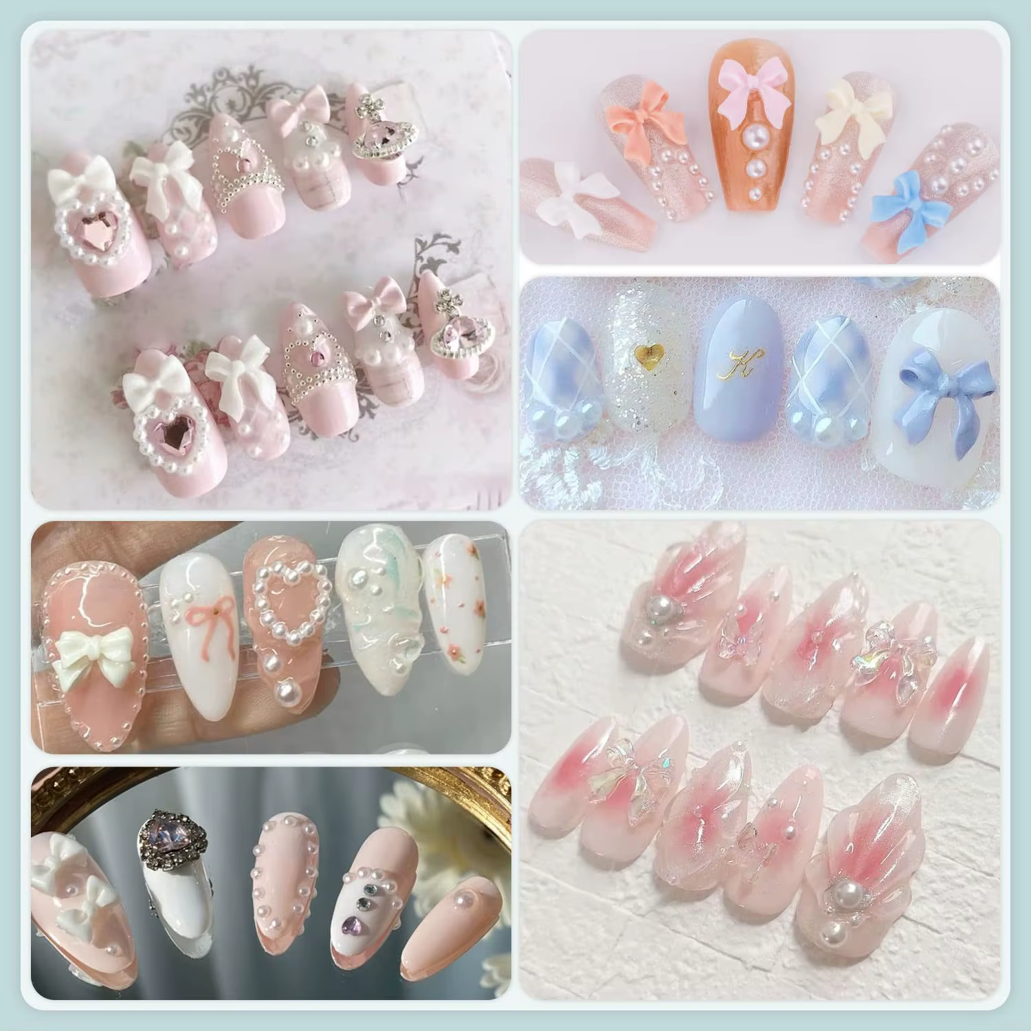 500 pièces/boîte 3D arc ongles breloques grande boîte Flatback perles ensemble ongles arcs charme +
