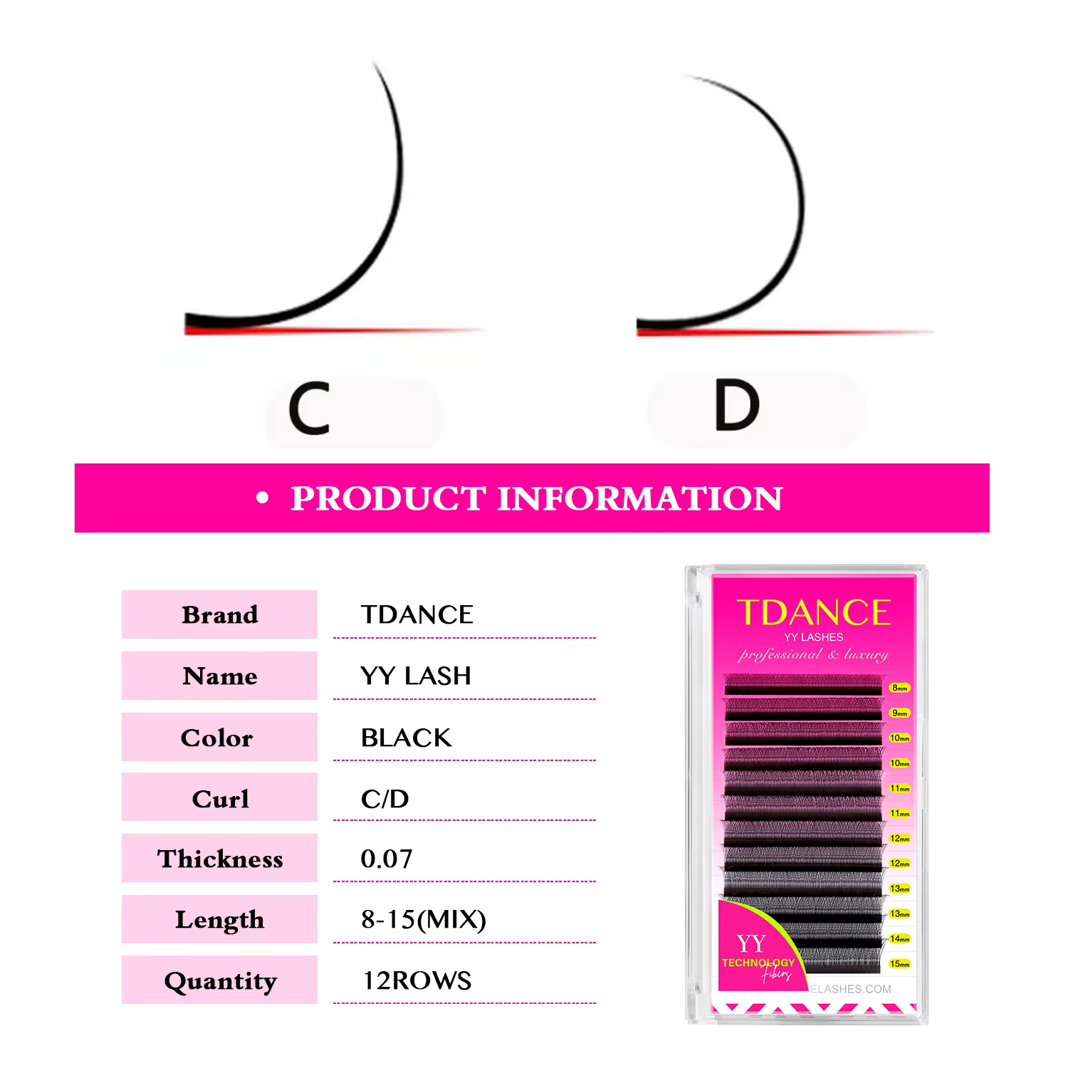 TDANCE 8-15MIX YY forme tissé à la main Premium vison doux lumière naturel Extension de cils maquill