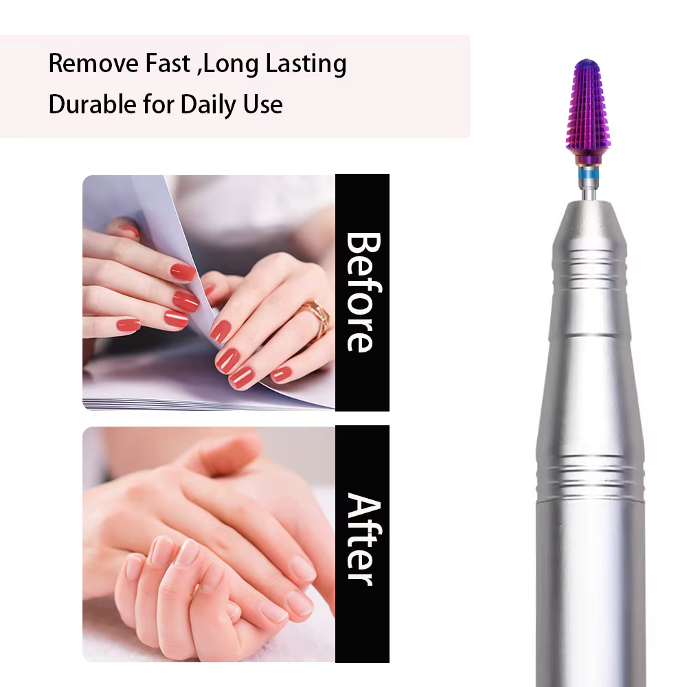 Forets à ongles en carbure violet Tornado 3/32, fraises pour manucure, enlever le Gel, accessoires d