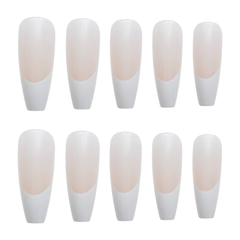 Faux ongles artificiels à tête carrée, en acrylique, sans couture, amovibles, ballerine, à pression