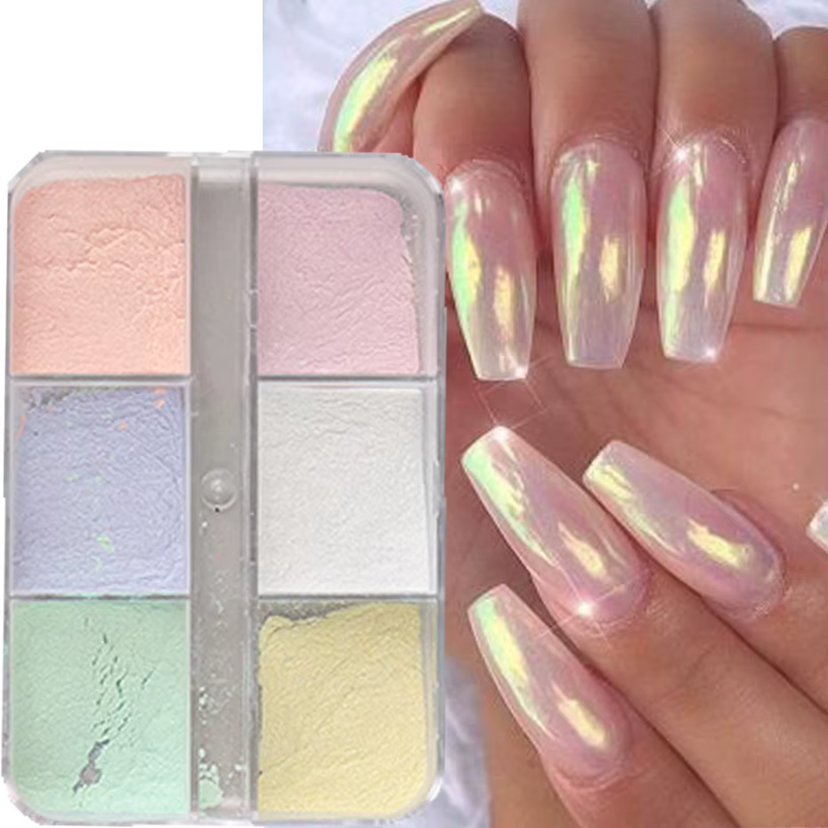 Poudre pour ongles miroir au clair de lune, Pigments métalliques effet chromé, vernis Gel, poussière