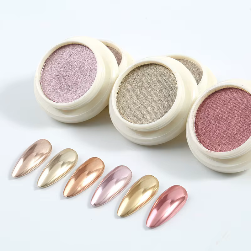 6 pièces fantaisie miroir effet chromé poussière métallique bébé rose vitré manucure décoration réfl