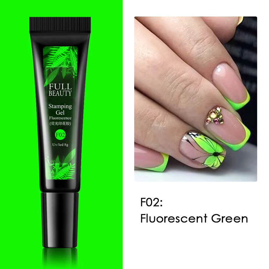 Plaques d'estampage fluorescentes, ensemble de manucure pour vernis à ongles en Gel, laque hybride p