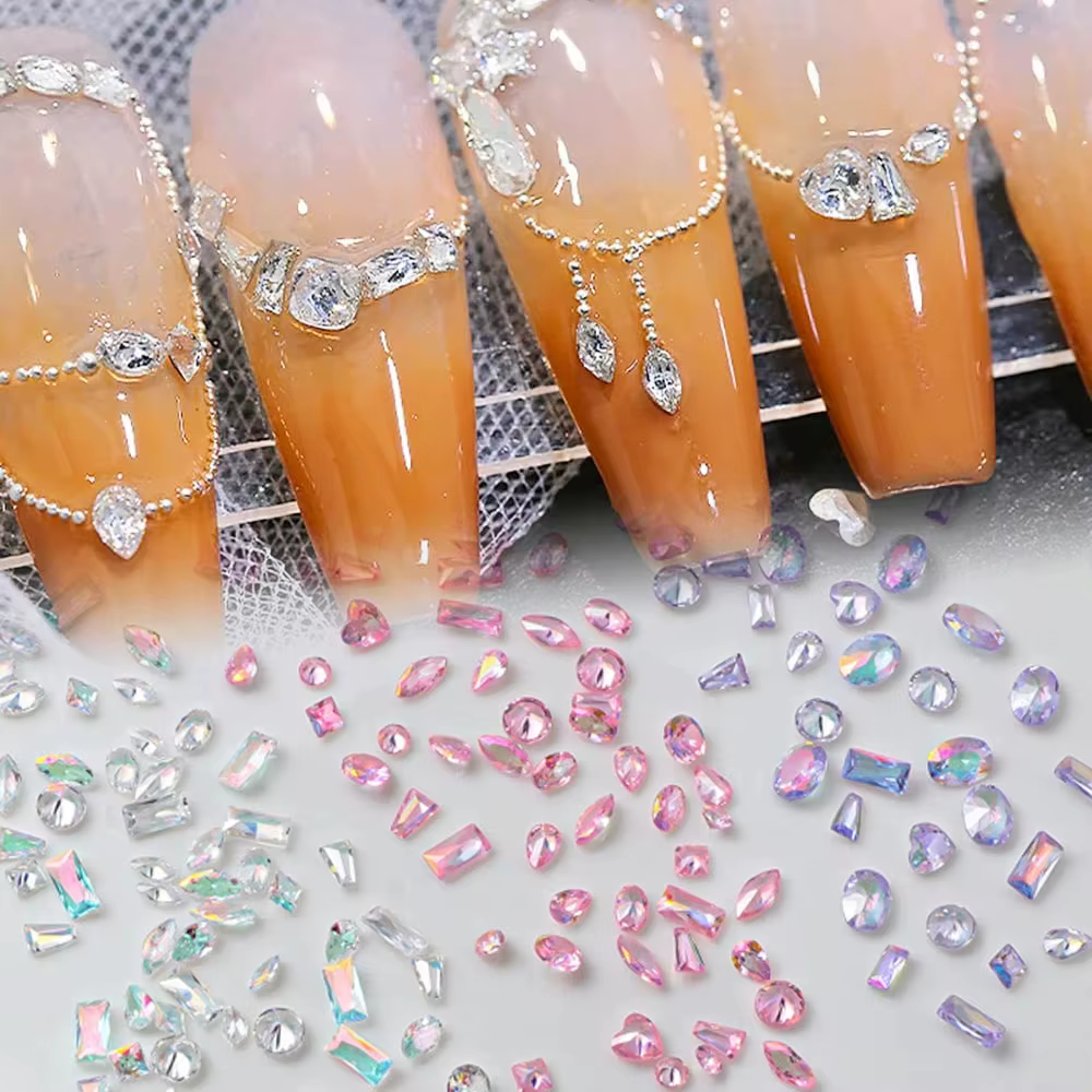 50 pièces 3D 5A 1-4MM Mini Zircon Nail Art strass cristal diamant accessoires pour paillettes manucu
