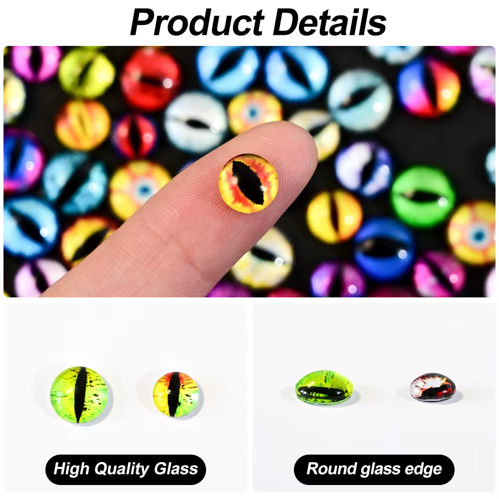 20/50 pièces 3D cristal oeil d'animal perles breloques pour ongles 6/8/10mm mixte Dragon globe ocula