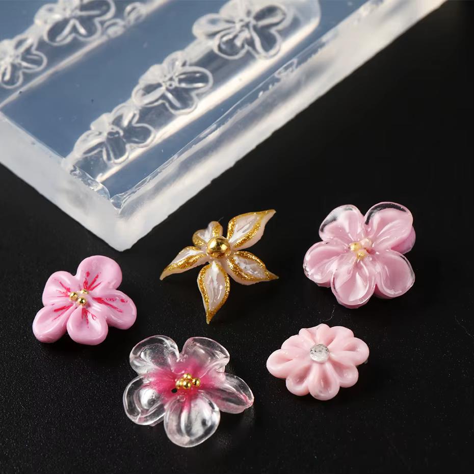 Moule en silicone 3D pour ongles Blossom Flower, moule à sculpter pour ongles, lys, cerise, différen